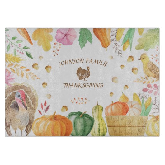 Planche À Découper Personnaliser Nom de famille Thanksgiving traditio (Devant)