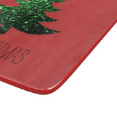 Planche À Découper Personnaliser Sparkly sapin vert étincelant rouge (Coin)