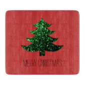 Planche À Découper Personnaliser Sparkly sapin vert étincelant rouge (Devant)