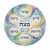 Planche À Découper Pesach Seder Plate in Hebrew for Passover Glass (Devant)
