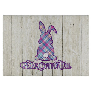 Planche À Découper Peter Cottontail Purple Plaid Bunny de Pâques