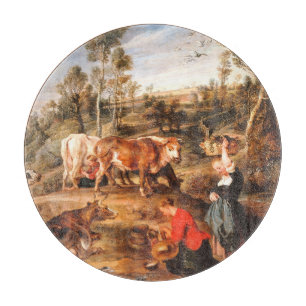 Planche À Découper Peter Paul Rubens Milkmaips avec du bétail sur une