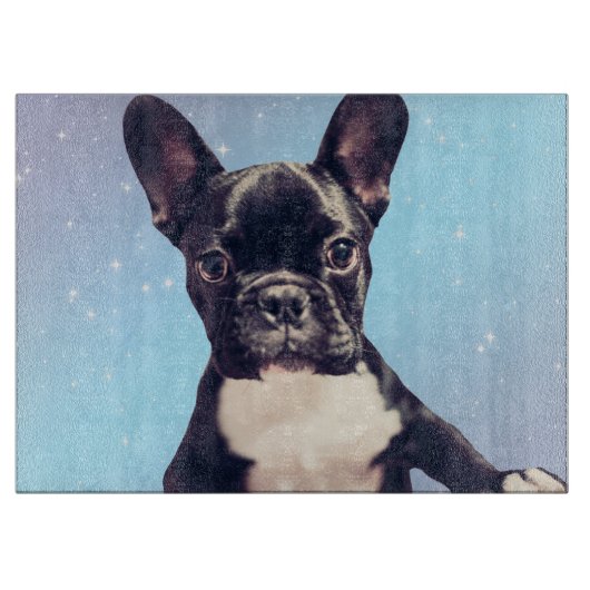 Planche À Découper Petit chiot français Bulldog Blue Cutboard (Devant)