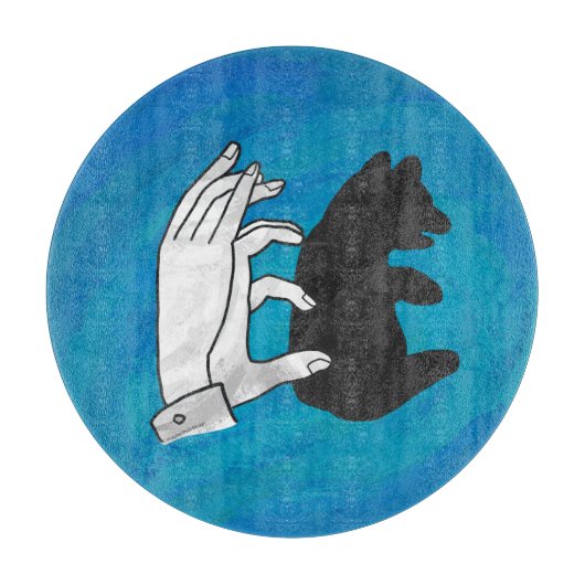 Planche À Découper Petit Ours Ombre Sur Bleu (Devant)