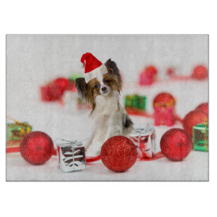 Planche À Découper Petit Papillon Chien Noël Santa Hat