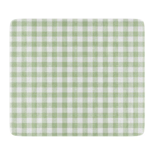 Planche À Découper Petit Sage et Gingham Blanc (Devant)