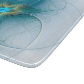 Planche À Découper Petite Beauté Moderne Bleu Or Fractal Art Flower (Coin)