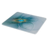 Planche À Découper Petite Beauté Moderne Bleu Or Fractal Art Flower (Coin)