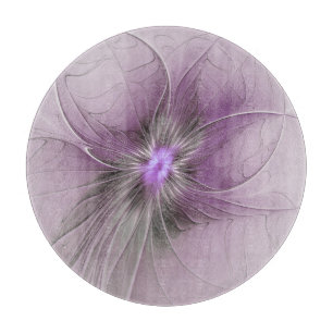 Planche À Découper Petite Beauté Moderne Fleur d'Art Fractal Gris Mau
