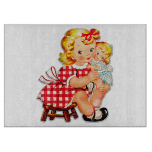 Planche À Découper Petite fille rétro vintage poupée enfant
