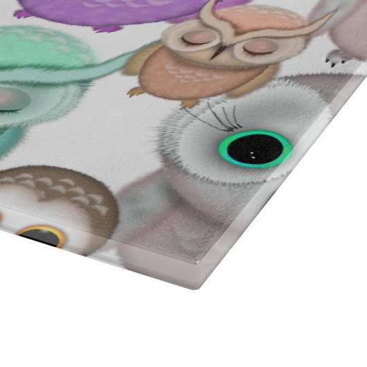 Planche À Découper Petites Chouettes mignonnes aux couleurs pastel (Coin)