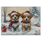 Planche À Découper Petits chiens en hiver avant l'arrivée et l'hiver  (Devant)