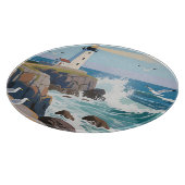 Planche À Découper Phare côtier Vagues océaniques Mouettes (Coin)