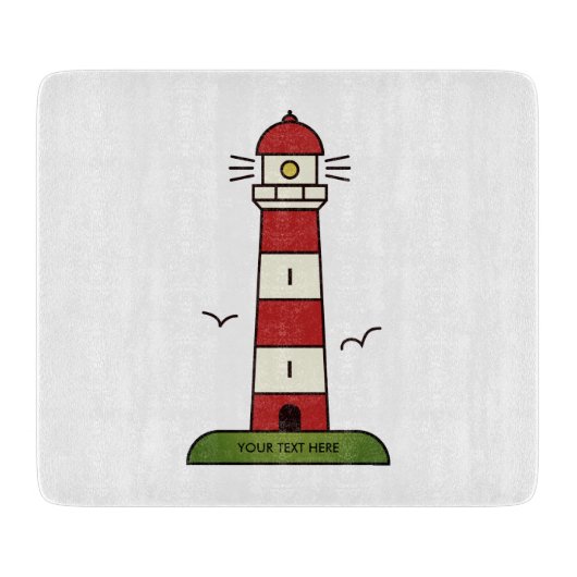 Planche À Découper Phare de la tour de guet maritime rouge et blanc (Devant)