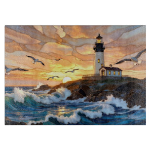 Planche à découper Phare Océan Coucher de soleil A