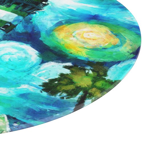 Planche À Découper Phare Tropical & Palm Trees Impressionniste (Coin)