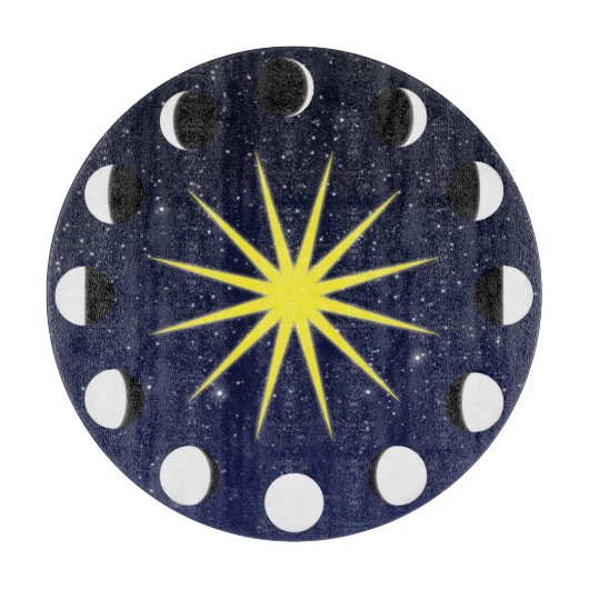 Planche À Découper Phases et étoiles du soleil, de la lune (Devant)