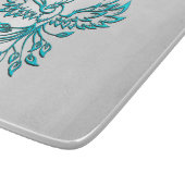 Planche À Découper Phoenix bleu turquoise se lève sur l'argent (Coin)