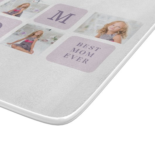 Planche À Découper Photo de collage moderne Meilleure mère Ever Purpl (Coin)