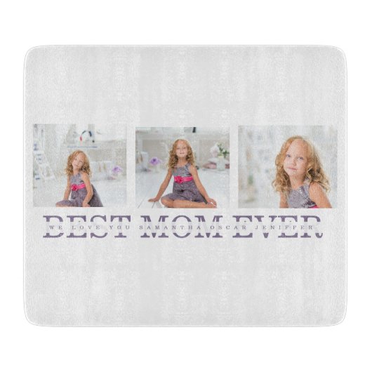 Planche À Découper Photo de collage moderne Meilleure mère Ever Purpl (Devant)