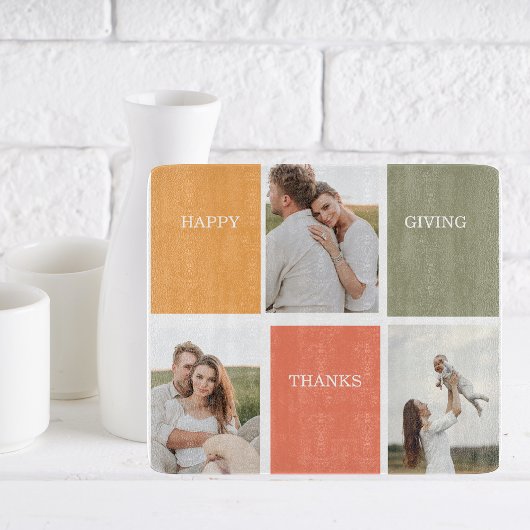 Planche À Découper Photo Family Collage moderne | Happy Thanksgiving