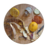 Planche À Découper photo untidy cuisine peau de légumes amusant (Devant)