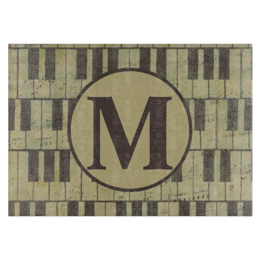 Planche À Découper Piano Keys Pianist Monogram Piano player (Devant)