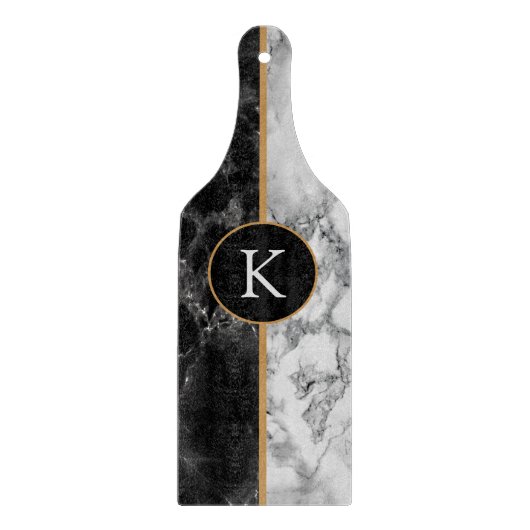 Planche À Découper Pierre noire et Marbre blanc - Ajouter une lettre  (Devant)