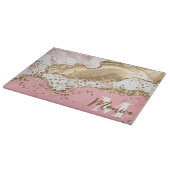 Planche À Découper Pierre rose et blanche et Parties scintillant or A (Coin)