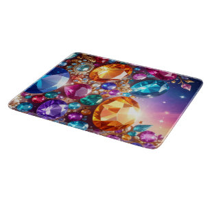 Planche À Découper Pierres et bijoux colorés