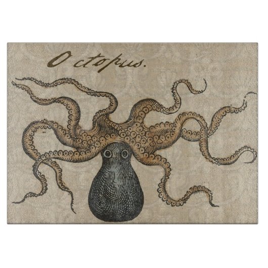 Planche À Découper Pieuvre Kraken Antique Faune Marine Côtière (Devant)