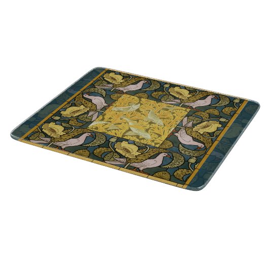 Planche À Découper Pigeon Blue Yellow Fish Art Nouveau (Coin)