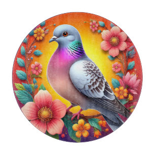 Planche À Découper 🌸 Pigeon Coloré Style Floral Cosy Home 🌸
