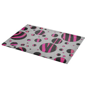 Planche À Découper Piloka Dot Zebra noir et rose chaud