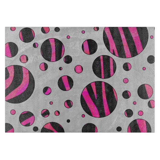 Planche À Découper Piloka Dot Zebra noir et rose chaud (Devant)