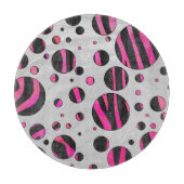Planche À Découper Piloka Dot Zebra noir et rose chaud (Devant)