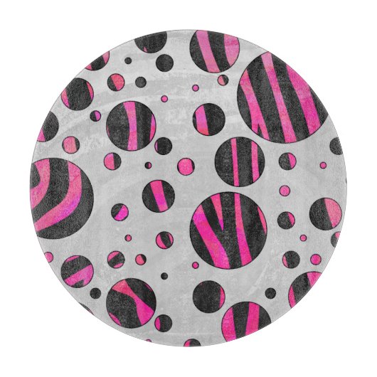 Planche À Découper Piloka Dot Zebra noir et rose chaud (Devant)