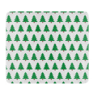 Planche À Découper Pine Tree Verre de Noël vert et blanc