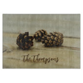 Planche À Découper Pinecones Rustiques Nature Photo Et Nom Personnali (Devant)