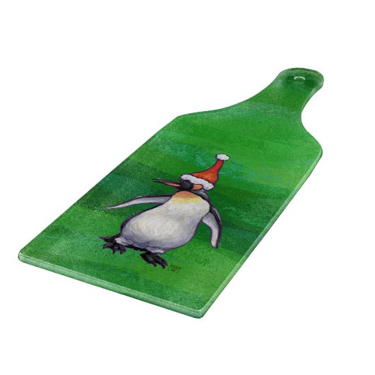 Planche À Découper Pingouin mignon à Santa Hat sur Vert (Coin)