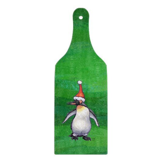 Planche À Découper Pingouin mignon à Santa Hat sur Vert (Devant)