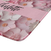Planche À Découper Pink blanc fleurs nom (Coin)