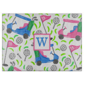 Planche À Découper Pink Blue Green Golf Preppy Monogramme initial (Devant)