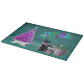 Planche À Découper Pink Christmas Tree Black Cat Wrapped Present Teal (Coin)