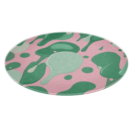 Planche À Découper Pink Mint Green Melting Drip Pattern Abstract (Coin)