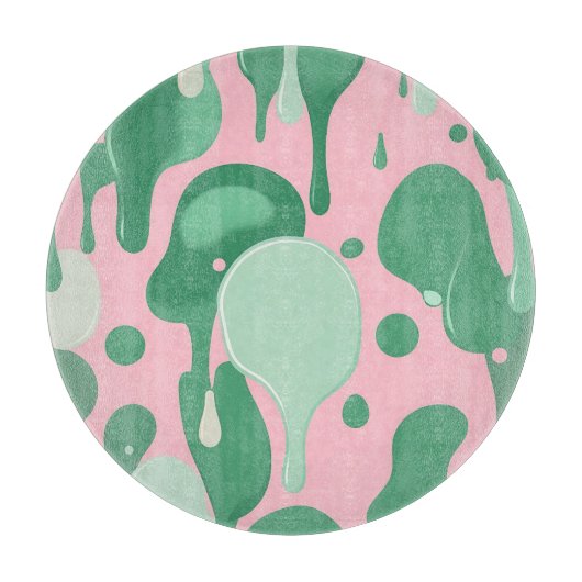 Planche À Découper Pink Mint Green Melting Drip Pattern Abstract  (Devant)