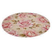 Planche À Découper Pink Roses Golden Leaves Pattern (Coin)