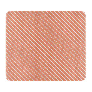 Planche À Découper Pinstripes diagonales - corail orange et blanc