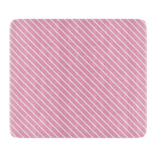 Planche À Découper Pinstripes diagonales - rose coquille et blanc