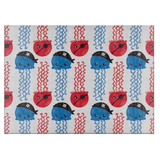 Planche À Découper Pirate Jellyfish, Motif de méduses, Sea Animaux (Devant)